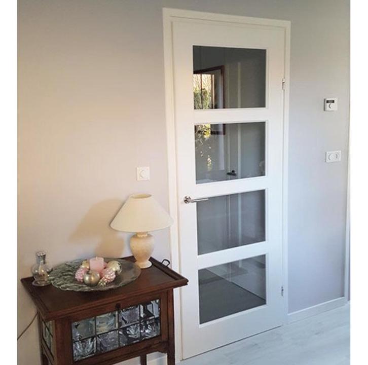 Binnendeur met glas wit voorgelakt stomp NIEUW, Doe-het-zelf en Verbouw, Deuren en Horren, Nieuw, Binnendeur, 200 tot 215 cm, 80 tot 100 cm