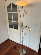 Vloerlamp met dimmer en halogeen leeslamp, Huis en Inrichting, Lampen | Vloerlampen, Ophalen, Gebruikt, Glas, Modern