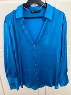 Blauwe zijdeachtige blouse Zara maat L, Blauw, Zara, Maat 42/44 (L), Ophalen of Verzenden