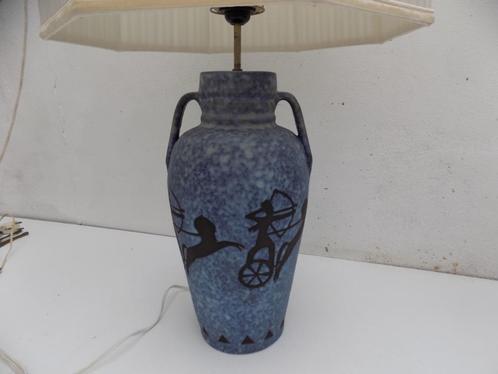 Tafellamp XXL royaal blauw en klassieke kap keramiek groot, Huis en Inrichting, Lampen | Tafellampen, Zo goed als nieuw, Minder dan 50 cm