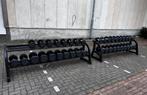 Technogym Pu Rubberen Dumbells 4 t/m 40kg , 2 Dumbellsrekken, Ophalen, Gebruikt, Dumbbell