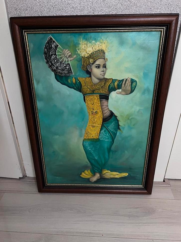 Balinese Danseres Schilderij, Antiek en Kunst, Kunst | Schilderijen | Klassiek, Ophalen