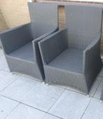 2 tuinstoelen antracit kunststof vlechtwerk en metalen frame, Tuin en Terras, Ophalen, Gebruikt, Kunststof