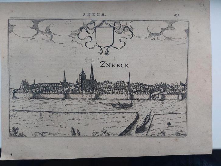2 / Gravure van Zneeck - Sneek door Lodovico Guicciardini, Antiek en Kunst, Kunst | Etsen en Gravures, Ophalen of Verzenden