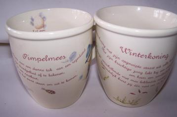 2 Vivara Winterkoning en Pimpelmees mok. Hoogte 10 cm. beschikbaar voor biedingen