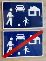 Verkeersbord woonerf en einde woonerf 40 x 60 cm, Ophalen of Verzenden, Gebruikt, Overige typen