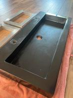 Wastafel antraciet - natuursteen - 2 kraangaten, Ophalen, Gebruikt, 50 tot 100 cm, Minder dan 100 cm