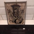 Beschilderd glas in lood H Maria gesigneerd, Ophalen of Verzenden