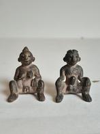Antieke etnische kunst bronzen beeldjes van een man en vrouw, Ophalen of Verzenden