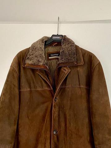 i629 Echt-leren jas maat L=52/54 lange winterjas leer bruin beschikbaar voor biedingen