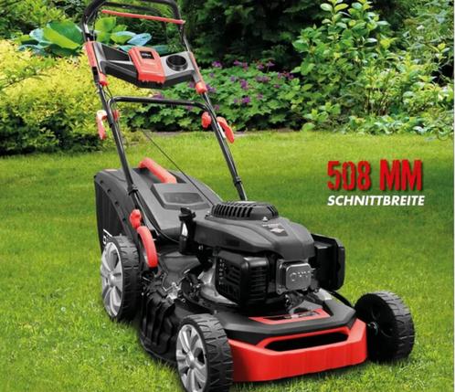 Luxe benzinemaaier 4,8 Pk, mulchen, zijuitworp aandrijving,, Tuin en Terras, Grasmaaiers, Nieuw, Benzine-grasmaaier, 50 cm of meer