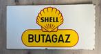 Emaille Uithang Bord dubbelzijdig Shell mooie glans, Verzamelen, Reclamebord, Gebruikt, Ophalen of Verzenden