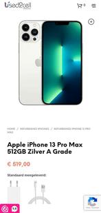 Apple iPhone 13 Max 512GB Zilver A Grade, Ophalen of Verzenden, Zo goed als nieuw, 512 GB