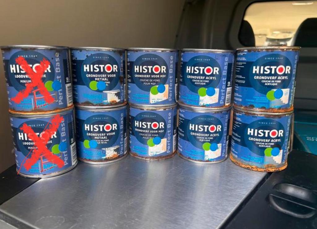 6 verschillende blikken histor, Wit, Nieuw, Ophalen of Verzenden, Verf