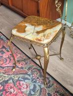 Vintage, antieke bijzettafel marmer + messing, Ophalen