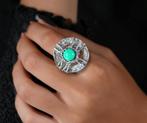 Prachtige 935 zilveren MODERNIST amazoniet design ring M17!, Sieraden, Tassen en Uiterlijk, Verzenden, Zo goed als nieuw, X, Dame of Heer