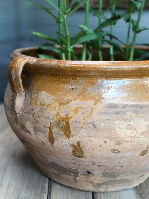 Half geglazuurde schenkkom kruik pot Brocante landelijk, Antiek en Kunst, Curiosa en Brocante, Ophalen