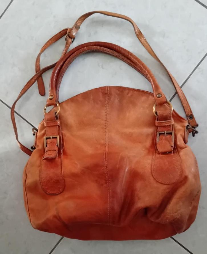 Stoere Cowboysbag bruine lederen tas voor een CreaBea, Sieraden, Tassen en Uiterlijk, Tassen | Schoudertassen, Gebruikt, Overige merken
