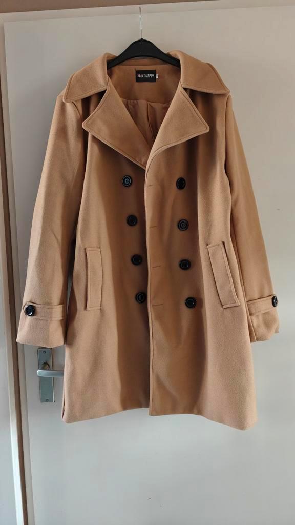 Flex Supply Double-Breasted Jas - Nieuw!, Kleding | Heren, Jassen | Winter, Nieuw, Maat 48/50 (M), Beige, Ophalen of Verzenden