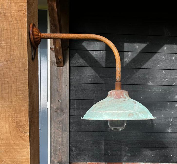 hanglamp, stallamp, buitenlamp, Huis en Inrichting, Lampen | Hanglampen, Zo goed als nieuw, Glas, Metaal, Ophalen of Verzenden