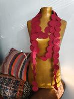 Unieke bordeauxrode vilten rondjes ketting, Verzenden, Nieuw, Rood, Overige materialen
