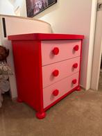 Rood/Roze Kinderladekast voor Baby- of Kinderkamer, Ophalen, Gebruikt, Met lade(s), 25 tot 50 cm
