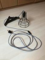 Wandlamp met houten houder en lang snoer, Ophalen, Zo goed als nieuw
