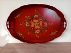 Ovaal houten dienblad met bloemen beschildering, Ophalen of Verzenden