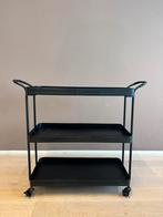 Zwart metalen trolley of serveerwagen, Huis en Inrichting, Ophalen, Gebruikt, Metaal