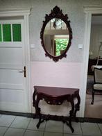 Mooie barokke haltafel met spiegel van noten/mahoniehout, Ophalen, Gebruikt