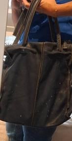 Donkerblauwe leren shopper met rits, Ophalen of Verzenden, Zo goed als nieuw, Blauw, 30 cm of meer