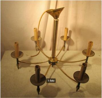 Retro metalen Luchter met 6 lichtpunten beschikbaar voor biedingen