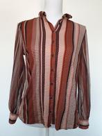 Desoto designers choice blouse mt 40 bruin, beige gestreept., Beige, Maat 38/40 (M), Desoto, Ophalen of Verzenden