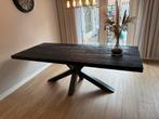 Houten eettafel 220x98 met spinpoot, Gebruikt, 200 cm of meer, Vijf personen of meer, Rechthoekig