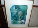 modern schilderij aqaurel ? achter glas, Antiek en Kunst, Ophalen of Verzenden