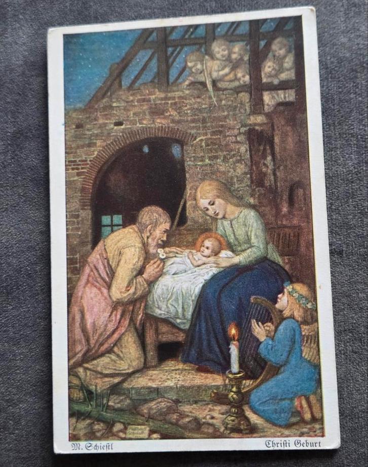 Maria en Jozef met kindje Jezus, Verzamelen, Ansichtkaarten | Themakaarten, Gelopen, Feest(dag), Verzenden