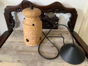 Vintage Brutalist stenen aardewerk hanglamp beschikbaar voor biedingen