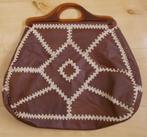 Hippie/vintage bruine leren handtas, Sieraden, Tassen en Uiterlijk, Tassen | Damestassen, Verzenden, Zo goed als nieuw, Bruin