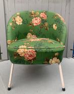 Cocktailfauteuil stoel groen rozen - vintage retro bloemen, Huis en Inrichting, Fauteuils, Ophalen, Gebruikt, Minder dan 75 cm