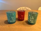 Set van 3 waxinelicht houders, Overige materialen, Overige kleuren, Ophalen of Verzenden, Zo goed als nieuw