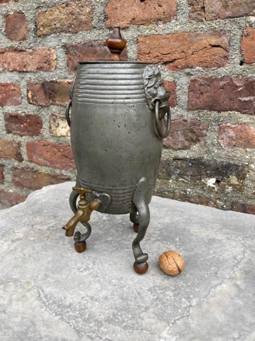 antiek tinnen kraantjeskan, tonnetje, zeldzaam vroeg type, Antiek en Kunst, Antiek | Tin, Ophalen of Verzenden