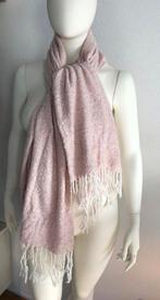 C&A roze creme winter shawl sjaal super zacht franjes, C&A, Sjaal, Zo goed als nieuw, Maat 46/48 (XL) of groter