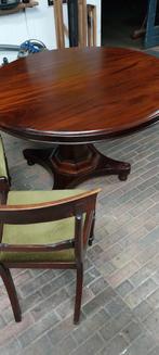 Antieke Mahoniehouten Tafel met 3 Engelse Stoelen, Huis en Inrichting, Ophalen of Verzenden