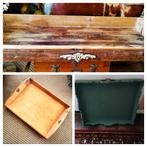 Grote houten mangelbak dienblad 67 x 48 cm - 80 x 40 cm, Ophalen of Verzenden