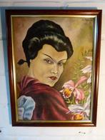 vintage portret schilderij Geisha Japan 50er, Ophalen