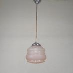 Art Deco hanglamp met roze glazen kap, jaren 30, Ophalen of Verzenden