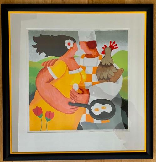 Yvonne Zomerdijk, zeefdruk 'Kakelvers', Antiek en Kunst, Kunst | Schilderijen | Klassiek, Ophalen