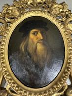 zelf portret olie schilderij - Self Portrait after Leonardo, Antiek en Kunst, Ophalen of Verzenden