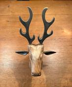 Mooie Houten HERTENKOP met Metalen oren en gewei, Ophalen of Verzenden