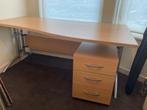 Bureau met ladeblok, Huis en Inrichting, Bureaus, Ophalen, In hoogte verstelbaar, Gebruikt, Bureau